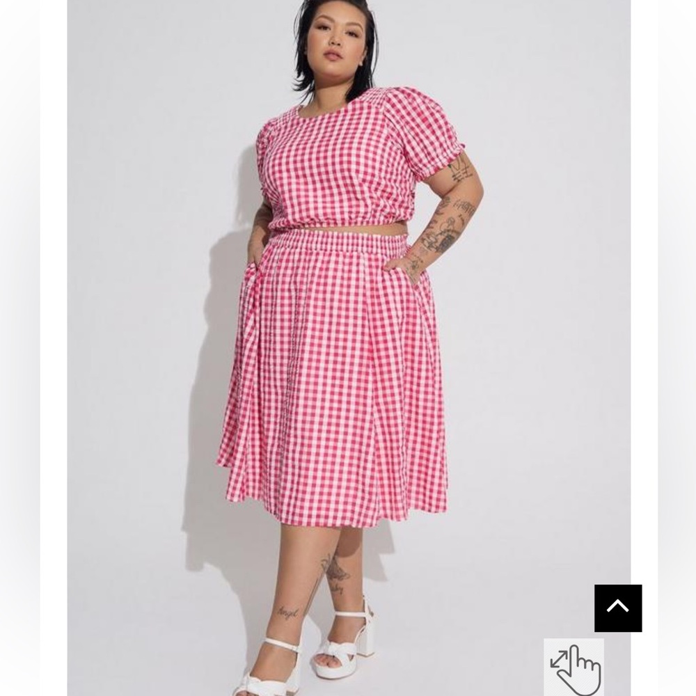 torrid Pink Gingham Two-Piece Skirt Set